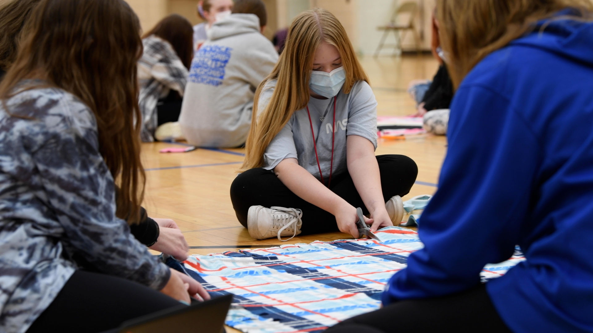 Fleece blanket assembly at Lance Middle School